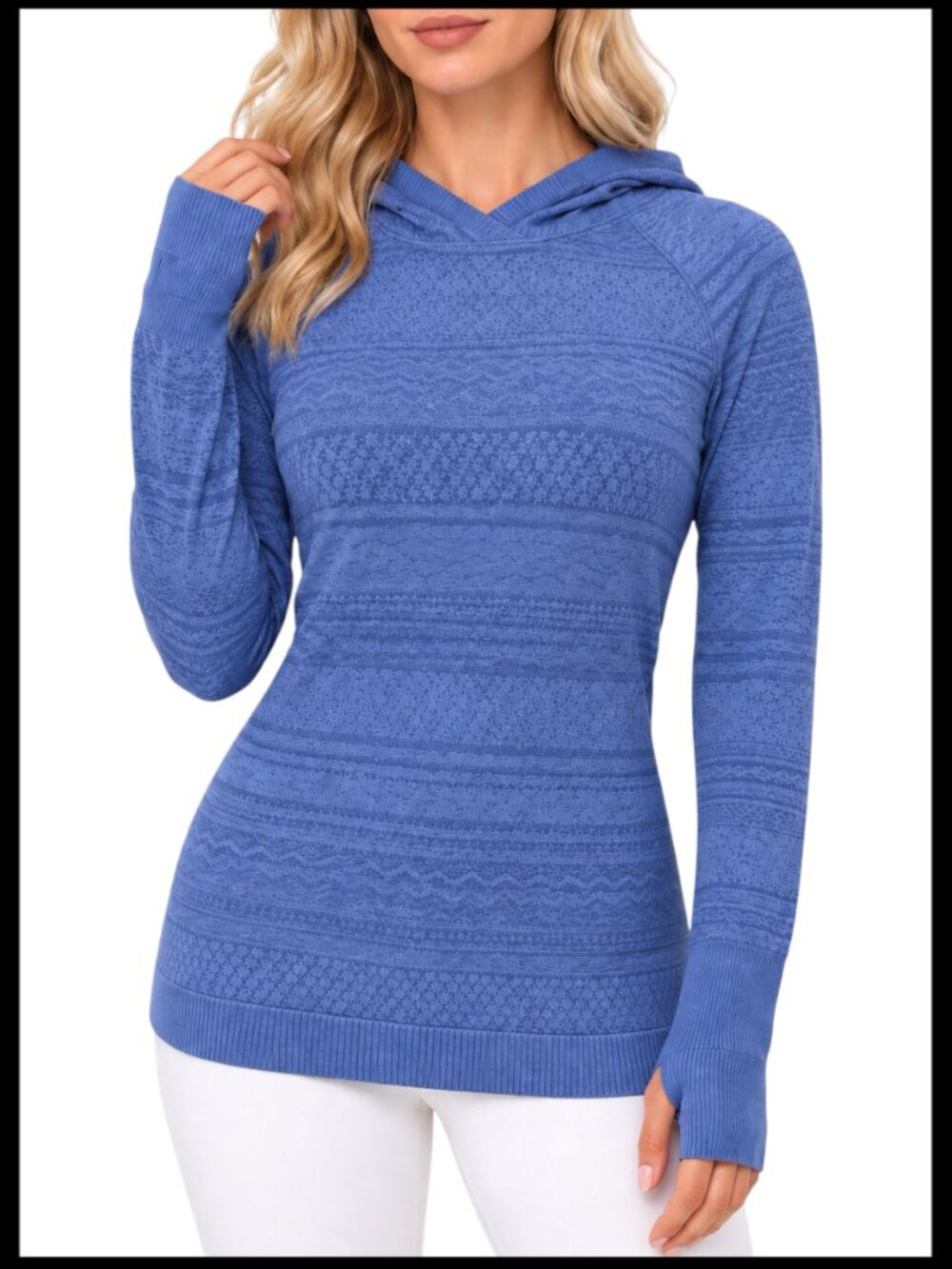 Lululemon Rest Less Hoodie Gatsby Blue Seamless Thumbhole Size 10